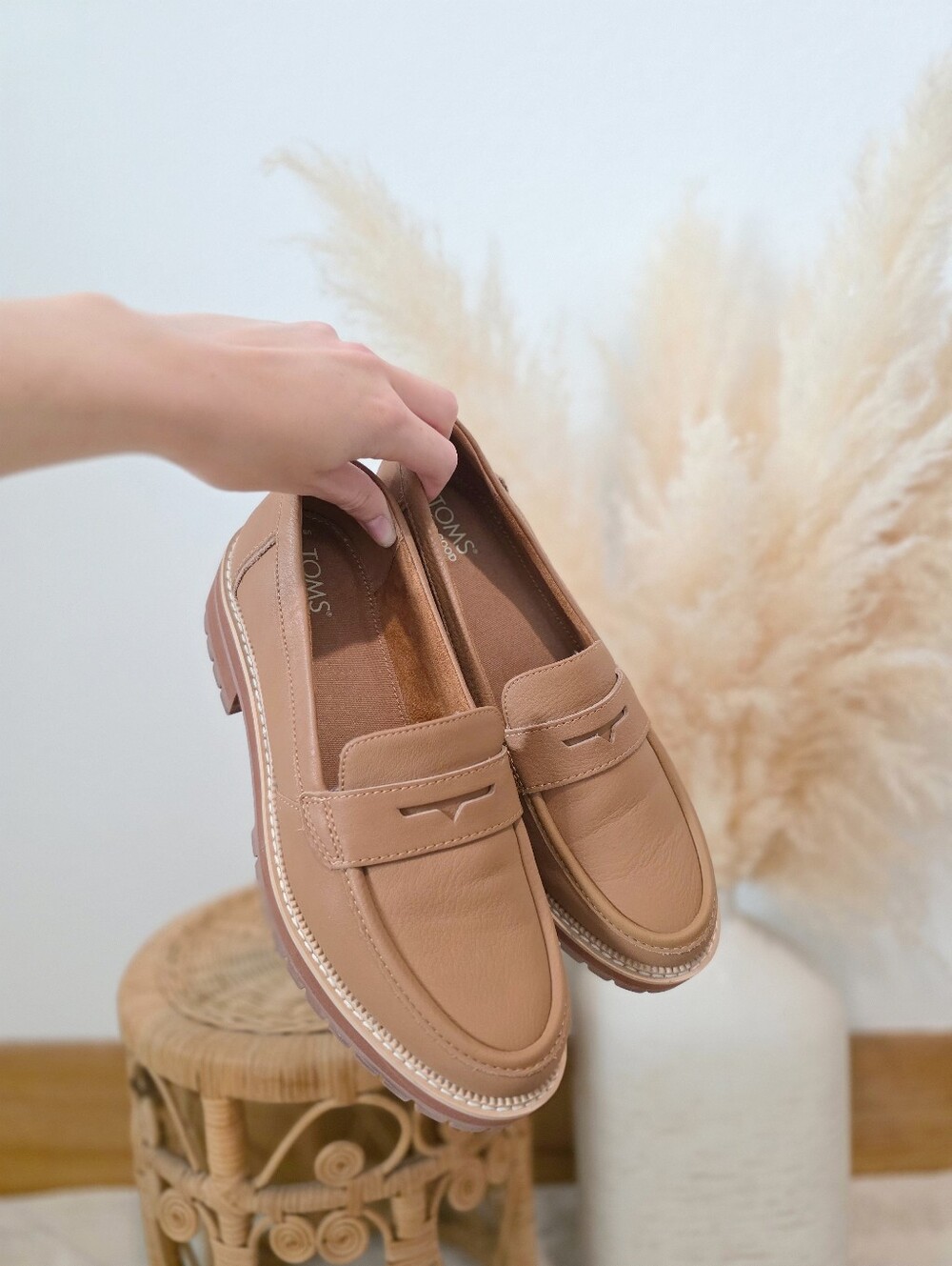 Toms Tan Chunky Leather Loafers 8.5